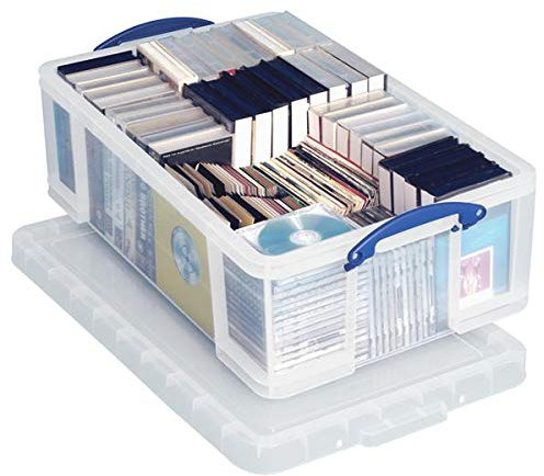50 Litre Really Useful Plastic Storage Box with Lid, Pack of 3; Clear