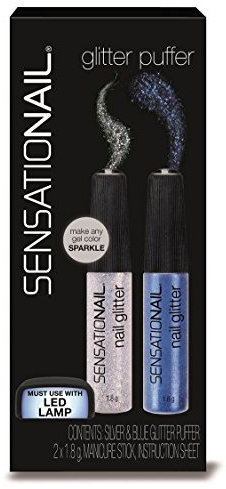 SensatioNail Glitter Puffer, silver/blau, 1er Pack (1 x 2 Stück)