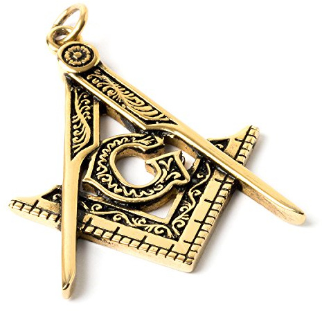 THE MASONIC COLLECTION Damen-Anhänger in Antik-Gold mit G-Symbol – Quadrat und Kompass – wird in Samtbeutel geliefert – ein nützliches Geschenk Accessoire für Freimaurer