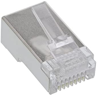 InLine 74000 10er Pack, Modularstecker 8P8C RJ45 zum Crimpen auf Rundkabel, geschirmt