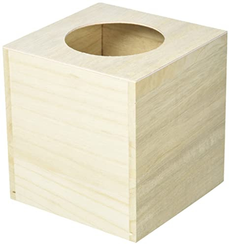 Artemio Square Wooden Tissue Box 14 x 13 x 13 cm, Wood, Beige