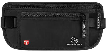 Alpha Keeper Money Belt for Travel Hidden Under Clothes – RFID Blocking Passport Holder & Slim Waist Wallet Pouch for Women & Men, Anti-Theft Travel Accessories
