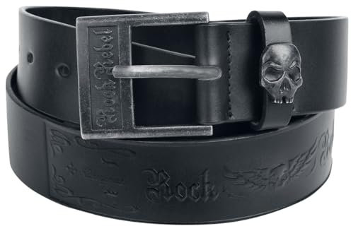 Rock Rebel by EMP Unisex schwarzer Gürtel mit Totenkopf Detail 120 cm