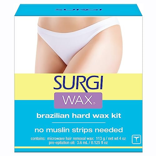 Surgi Wax Brazilian Hard Wax for Women - Brazilian & Bikini Hair Removal (113g) with Pre-Elipation Oil | Made with Beeswax