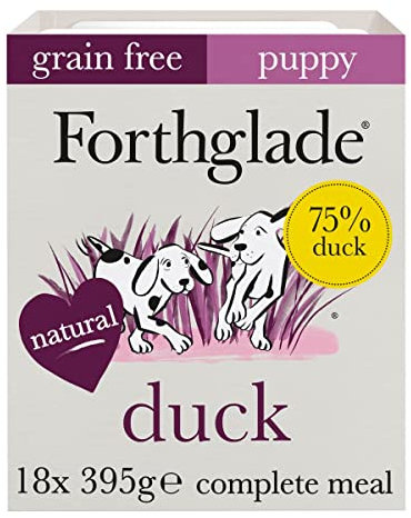 Forthglade Complete Natural Wet Dog Food - Puppy Grain Free Duck (18 x 395g) Trays - Puppy Dog Food 2-12 months