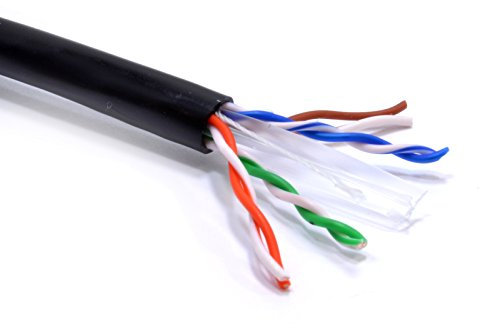 kenable External CAT6 Outdoor Use Full 23AWG OFC Solid COPPER Ethernet Network Cable Reel UTP 305m Black (PE jacket : waterproof and UV resistant)