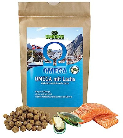 Schecker Trockenfutter - Omega mit Lachs - 1,5 kg - Hundefutter - glutenfrei - weizenfrei