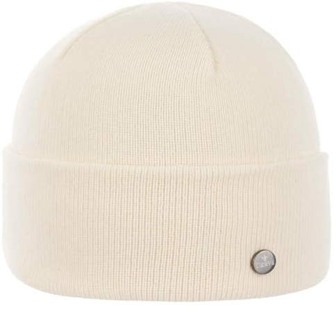Lierys Giro Beanie with Turn-Up - Unisex Winter Hat - Organic Cotton - Made in Germany Cream White One Size