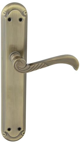 domino Türgriff Blind Drückergarnitur Langschildgarnitur Türklinke für Zimmertür, Bürotür, Kellertür & Innentür L-Form Türbeschläge aus Aluminium Bronze Türdrückergarnitur CASABLANKA M3