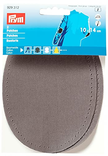 Prym 14 x 10 cm 2-Piece Patches for Ironing/Sewing-On, Grey