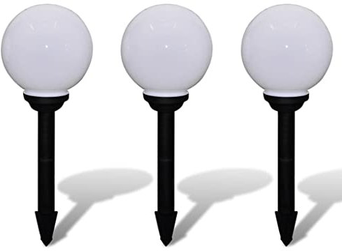 vidaXL 3x Wegeleuchten LED 20cm mit Erdspieß Solarkugel Garten Kugelleuchten Solarleuchte Gartenleuchten Solar Gartenlampen Wegbeleuchtung