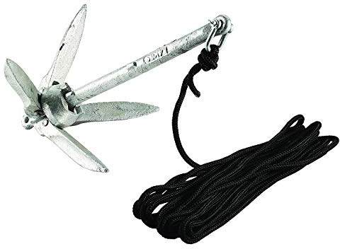 Attwood 11959-1 Universal 3 lb Marine Grapnel Folding Anchor with 20-Foot MFP Rope and Mesh Storage Bag