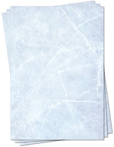 Gastronomie Papier (Blau-Eis-Marmor, DIN A4, 100 Blatt) für Speisekarten. Marmoriertes Papier, Marmorpapier zweiseitig bedruckt, für alle Drucker/Kopierer geeignet