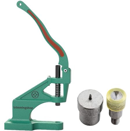 Trimming Shop Grün Handpresse Maschine und Zwei Stück Einzel Kappe Tubular Nieten Stanzen Set - Manuell Betriebene Werkzeug Stempel Einstellung für Nieten - Silbern, 10mm