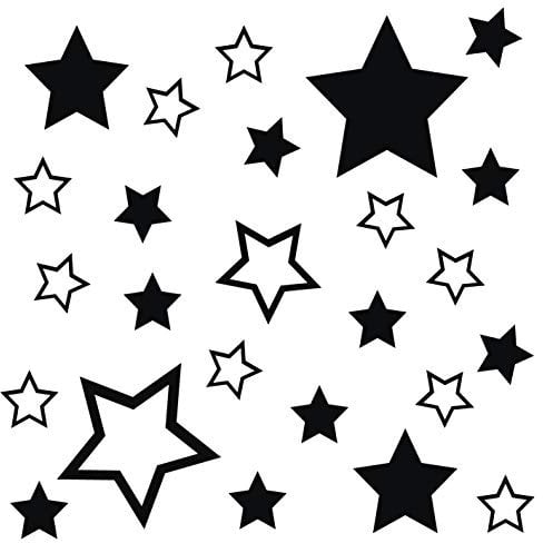 kleb-Drauf® | 25 Sterne | Schwarz - matt | Wandtattoo Wandaufkleber Wandsticker Aufkleber Sticker | Wohnzimmer Schlafzimmer Kinderzimmer Küche Bad | Deko Wände Glas Fenster Tür Fliese