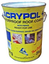 Acrypol Waterproofing system for Roofs and Gutters etc. 1x 5kg tin in Black