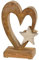 TEMPELWELT® Deko Figur Herz 15 cm, Mango Holz massiv Natur mit Stern Aluminium Silber, Dekoherz Herzaufsteller für Frühling Sommer Winter Hochzeitsdeko