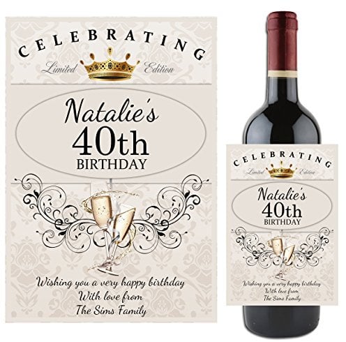 Personalised 18th 21st 30th 40th 50th 60th Happy Birthday Wine Champagne Bottle Label ~ Any Age Gift Idea for him her N64