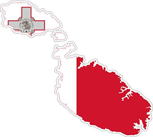 Akachafactory Selbstklebend Wandtattoo Sticker, Auto Vinyl Flagge Karte Malta