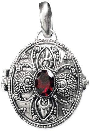 Anhänger Medaillon Secret Box 925 Sterling Silber mit Granat