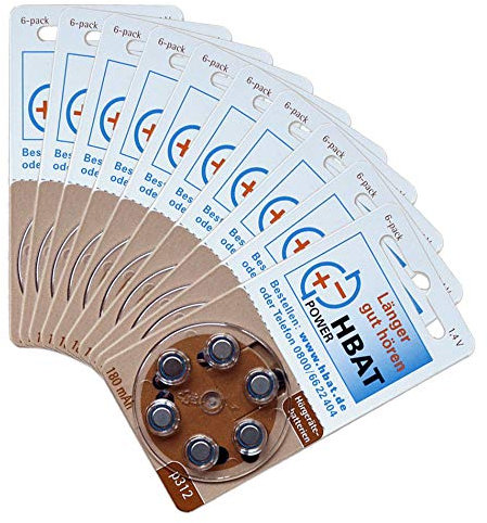 60 pezzi batteria per apparecchio acustico durevole/tipo 312 marrone