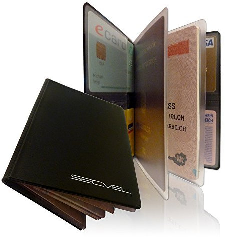 Patentierte Reisepasshülle | RFID NFC & Magnetfeld Blocker | Schutzhülle für Reisepass, Ausweis, Kreditkarte, EC-Karte | Kartenschutz & Organizer | 100% Datenschutz geprüft von CTC/advanced (member of RW TÜV Group) | Schwarz