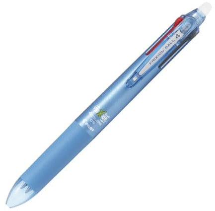 Pilot Kugelschreiber, Frixion Ball 4, 0,5 mm, extra fein, 4 Farben (schwarz, rot, blau und grün), hellblau (lkfb-80ef-lb)
