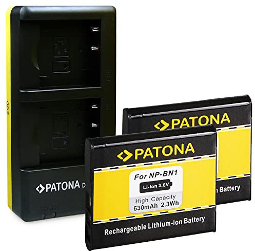 PATONA Chargeur Double avec 2X Batterie NP-BN1 Compatible avec Sony Cyber-Shot DSC T99 TX100V W830 WX220 QX100