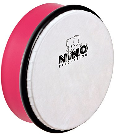 Nino Percussion Hand Drum Instrument - Kleine Handtrommel für Kinder ab 3 Jahren - Durchmesser 6 Zoll (ca. 15 cm) - Kunststoff, Pink (NINO4SP)