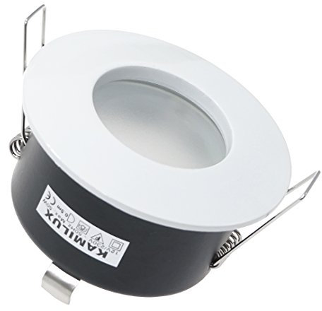 230V LED Decken Einbauspots in weiss, Schutzklasse IP65 Aqua, Bad & Dusche Feuchtraum Nassraum, inklusive 7W GU10 Power LED Leuchtmittel in warm-weiss, hell wie 52Watt