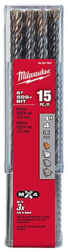 Milwaukee 48-20-7931 Mx4 Sds+ Carbide Drill Bits 1/4-by-6-Inch, 15-Pack