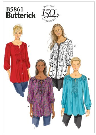 Butterick Patterns B5861 Size RR 18W-20W-22W-24W Misses'/ Women's Tunic, Pack of 1, White