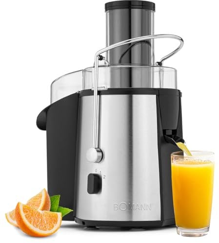 Bomann® Entsafter | ganze Früchte zerkleinern | großer Einfüllschacht | Slow Juicer | Tropfstopp für sauberes Arbeiten | einfache Reinigung | 1000W | Entsafter Gemüse und Obst | Juicer | AE 1917 CB