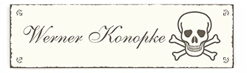 Selbstklebendes Türschild « TOTENKOPF » Schild mit persönlichem Wunschnamen - Namensschild Name - Gothic Rocker Heavy Metal Grunge