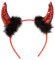 W WIDMANN MILANO Party Fashion - Teufelshörner auf Haarreif, mit schwarzen Federn, Kostümaccessoire, Halloween, Karneval