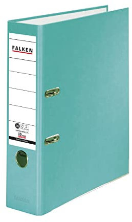 Original Falken Recycolor Umwelt-Ordner Öko. Made in Germany. Farbiger Papierbezug außen 8 cm breit DIN A4 Pastell-Farbe türkis Ringordner Aktenordner Briefordner Büroordner CO2-Neutral Blauer Engel