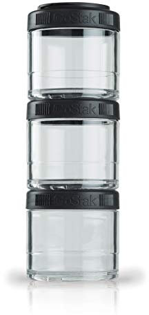 BlenderBottle GoStak Behälter, zum Aufbewahren von Protein, Eiweiß, Pulver, Vitaminen und mehr, 3er-Pack (3x100ml), schwarz