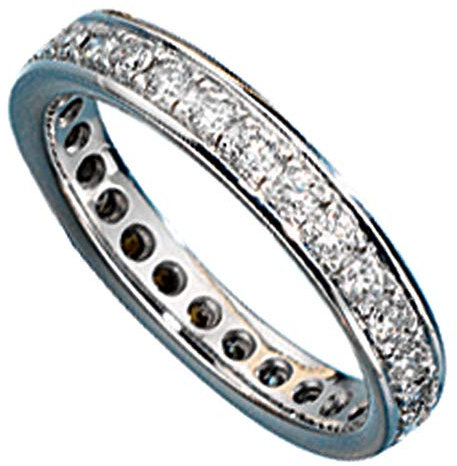 Jobo Damen Memory Ring 585 Gold Weißgold mit Diamanten Brillanten rundum Memoryring Größe 60