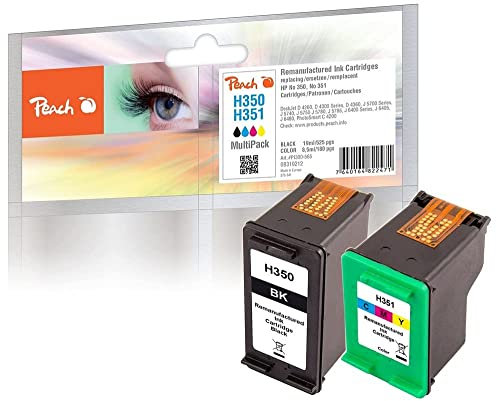 Peach H350/351 Spar Pack Druckköpfe (BK, C) ersetzt HP No. 350, No. 351, SD412EE, CB335EE, CB337EE für z.B. HP PhotoSmart C 4280, HP DeskJet D 4200, HP DeskJet D 4260, HP DeskJet D 4300