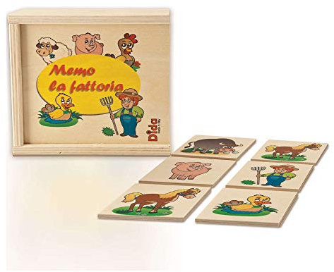 Dida - Das Memo Bauernhof. Das Holzmemory Bauernhof Ist Für Zu Hause, Die Grundschule Und Den Kindergarten. Einfaches Kartenspiel Um Die Geschichte Der Tiere des Bauernhofes Kennenzulernen
