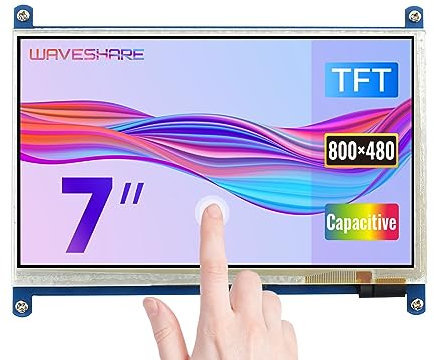 Waveshare 7 Pouces écran Tactile capacitif LCD HDMI 800 * 480 pour Raspberry Pi 3 Model B/Raspberry Pi 3 Model B+/Raspberry Pi 4/BB Black/PC/Various Systems