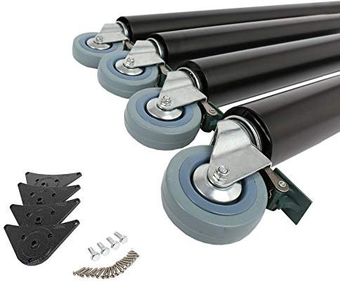 Lot de 4 pieds de table à roulettes Avec freins Couleurs variées 870 x ø 60 mm - noir