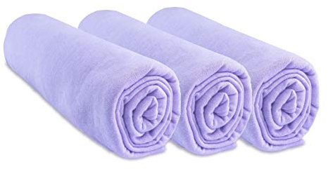 Lot de 3 Draps housse Coton pour lit Bébé 60x120 - 8 coloris disponibles (Parme)