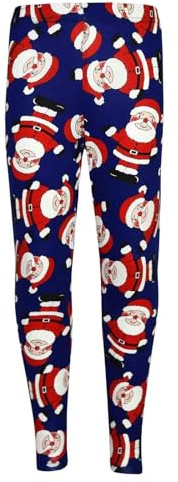 A2Z 4 Kids Christmas Leggings Santa Snowman Penguin Girls 7-13 | Festive Stretch Fashion Pants Soft Comfortable Xmas Everyday Wear