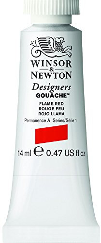 Winsor & Newton Designers Gouache - Peinture Gouache pour le Dessin, L'illustration, le Design - Aquarelle Opaque, Tube de 14ml, Couleur Rouge Feu