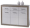 Stella Trading Sideboard weiß glanz mit Schubladen, Korpus Eiche Sonoma Nachbildung, BxHxT 117x88x37 cm