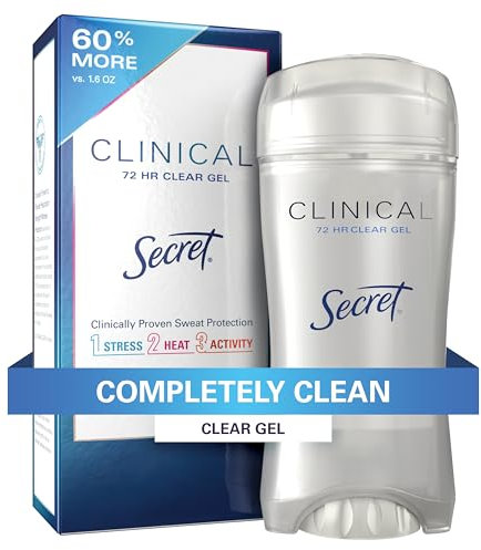 Secret Clinical Strength Desodorante y Antitranspirante para Mujer, Gel Transparente, Completamente Limpio, 6,6 oz