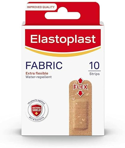 Elastoplast Extra Flexible Fabric Plaster Strips, 100 Strips (10 x 10), Breathable, Flexible Large Plasters