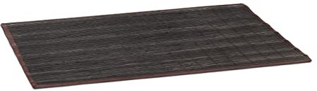 Relaxdays Badvorleger Bambus BxT: 80x50 cm Badeteppich aus Holz mit rutschhemmender Unterseite praktischer Duschvorleger aus natürlichem Bambus, Stoff in verschiedenen Farben fürs Bad, schwarz-braun