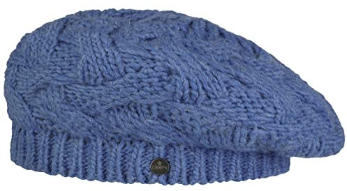 LIERYS Jesila Baskenmütze Damen Strickmütze mit Schurwolle Made in Germany Herbst Winter hellblau One Size